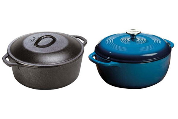 cast iron Dutch oven, blue enameled cast iron Dutch oven