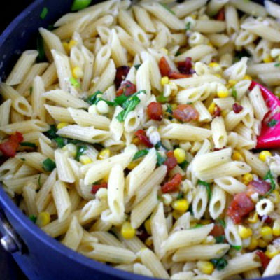 Creamy Penne with Corn & Bacon