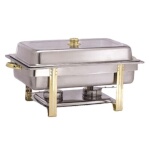 Adcraft GRV-8 - Gold Riviera Chafer, 8 qt., rectangular, lift-off top, canned heat