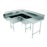 Advance Tabco DTC-3-K20-96L - Corner Dishtable with 3-compartment Sink, 96