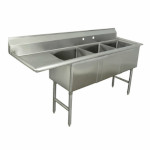 Advance Tabco FC-3-1524-24L - Fabricated Sink, 3-compartment, 71-1/2