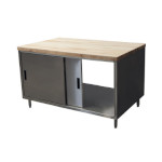 BK Resources CMT-3048S2 - Dual Access Chef Table, cabinet base with sliding doors, 48
