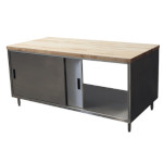 BK Resources CMT-3072S2 - Dual Access Chef Table, cabinet base with sliding doors, 72