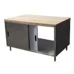BK Resources CMT-3660S2 - Dual Access Chef Table, cabinet base with sliding doors, 60