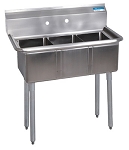 BK Resources ES-3-1014-10 - Three-Compartment Sink, 35-1/2