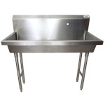 BK Resources MSHS-48F1 - Two Station Sink, freestanding, (2) single faucet holes, 48