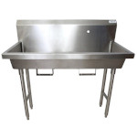 BK Resources MSHS-48F1B - Two Station Sink, freestanding, (2) single faucet holes, 48