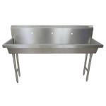 BK Resources MSHS-72F1 - Three Station Sink, freestanding, (3) single faucet holes, 72