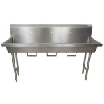 BK Resources MSHS-72F1B - Three Station Sink, freestanding, (3) single faucet holes, 72