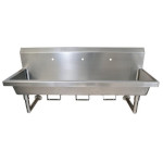 BK Resources MSHS-72W1B - Three Station Sink, wall mounted, (3) single faucet holes, 72