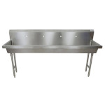 BK Resources MSHS-96F1 - Four Station Sink, freestanding, (4) single faucet holes, 96