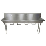 BK Resources MSHS-96F1B - Four Station Sink, freestanding, (4) single faucet holes, 96