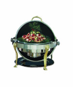 Bon Chef 18000 - Elite Chafer, round, 2 gallon, stainless steel with brass Lion legs