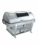 Bon Chef 19041CH - Elite Chafer, rectangular, 2 gallon, clear view glass window, Roman legs, chrome