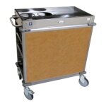(Discontinued) Cadco BC-2-L1 - Beverage Cart, standard, (4) airpot wells, (2) shelves & (2) drawers, Chestnut panels