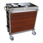 (Discontinued) Cadco BC-2-L5 - Beverage Cart, standard, (4) airpot wells, (2) shelves & (2) drawers, Cherry panels