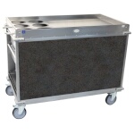 (Discontinued) Cadco BC-3-L3 - Beverage Cart, large, (6) airpot wells, (2) shelf & (4) drawers, Grey panels