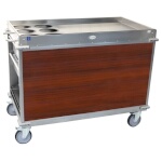 (Discontinued) Cadco BC-3-L5 - Beverage Cart, large, (6) airpot wells, (2) shelf & (4) drawers, Cherry panels