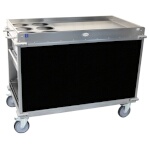 (Discontinued) Cadco BC-3-L6 - Beverage Cart, large, (6) airpot wells, (2) shelf & (4) drawers, Black panels