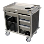 (Discontinued) Cadco BC-4-L3 - Beverage Cart, back-loading, (3) airpot wells, (2) shelves & (4) drawers, Grey panels