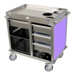(Discontinued) Cadco BC-4-L7 - Beverage Cart, back-loading, (3) airpot wells, (2) shelves & (4) drawers, Purplepanels
