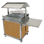 (Discontinued) Cadco CBC-GG-2-L1 - Merchandising Cart, (2) hot food wells, enclosed base with (2) doors, Chestnut panels