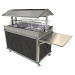 (Discontinued) Cadco CBC-GG-4-L3 - Merchandising Cart, (4) hot food wells, enclosed base with (2) doors, Grey panels