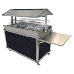 (Discontinued) Cadco CBC-GG-4-L4 - Merchandising Cart, (4) hot food wells, enclosed base with (2) doors, Navy panels