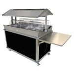 (Discontinued) Cadco CBC-GG-4-L6 - Merchandising Cart, (4) hot food wells, enclosed base with (2) doors, Black panels