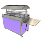(Discontinued) Cadco CBC-GG-4-L7 - Merchandising Cart, (4) hot food wells, enclosed base with (2) doors, Purple panels