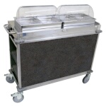 (Discontinued) Cadco CBC-HH-L3 - Junior Mobile Buffet Cart, (2) hot buffet servers, (2) drawers, Grey panels