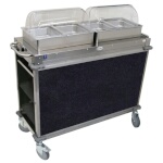 (Discontinued) Cadco CBC-HH-L4-4 - Junior Mobile Buffet Cart, (2) hot buffet servers, (2) drawers, Navy panels