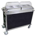 (Discontinued) Cadco CBC-HH-L4 - Junior Mobile Buffet Cart, (2) hot buffet servers, (2) drawers, Navy panels