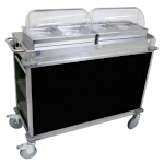 (Discontinued) Cadco CBC-HH-L6 - Junior Mobile Buffet Cart, (2) hot buffet servers, (2) drawers, Black panels