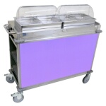 (Discontinued) Cadco CBC-HH-L7 - Junior Mobile Buffet Cart, (2) hot buffet servers, (2) drawers, Purple panels