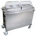 Cadco CBC-HH - Junior Mobile Buffet Cart, (2) hot buffet servers, (2) drawers, stainless steel panels