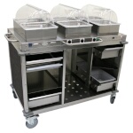 (Discontinued) Cadco CBC-HHH-L3-4 - Mobile Buffet Cart, (3) hot buffet servers, (6) drawers, Grey panels