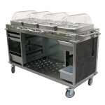 (Discontinued) Cadco CBC-HHHH-L3 - Mobile Buffet Cart, (4) hot buffet servers, (6) drawers, Grey panels
