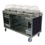(Discontinued) Cadco CBC-HHHH-L4 - Mobile Buffet Cart, (4) hot buffet servers, (6) drawers, Navy panels