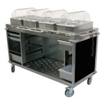 (Discontinued) Cadco CBC-HHHH-L6-4 - Mobile Buffet Cart, (4) hot buffet servers, (6) drawers, Black panels