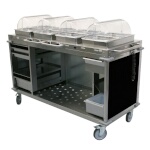 (Discontinued) Cadco CBC-HHHH-L6 - Mobile Buffet Cart, (4) hot buffet servers, (6) drawers, Black panels