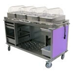 (Discontinued) Cadco CBC-HHHH-L7-4 - Mobile Buffet Cart, (4) hot buffet servers, (6) drawers, Purple panels