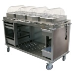 (Discontinued) Cadco CBC-HHHH-LST-4 - Mobile Buffet Cart, (4) hot buffet servers, (6) drawers, stainless steel panels
