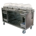 Cadco CBC-HHHH - Mobile Buffet Cart, (4) hot buffet servers, (6) drawers, stainless steel panels