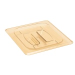 Cambro 60HPCH150 - Cover, high heat, 1/6 size, flat, with handle, amber