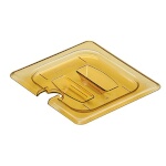 Cambro 60HPCHN150 - Food Pan Cover, high heat, 1/6 size, notched, with handle, amber