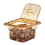 Cambro 60HPL150 - High Heat Food Pan Cover, high heat, 1/6 size, hinged, amber