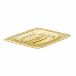 Cambro 80HPCH150 - H-Pan Cover, high heat, 1/8 size, flat, with handle, amber, (Case of 6)
