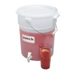 Cambro DSPR6148 - Beverage Dispenser, 6 gallon, (6) beverage labels, drip-proof spigot, lid, white