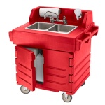 Cambro KSC402158 - Hand Sink Cart, with 2 compartment sink, hot red